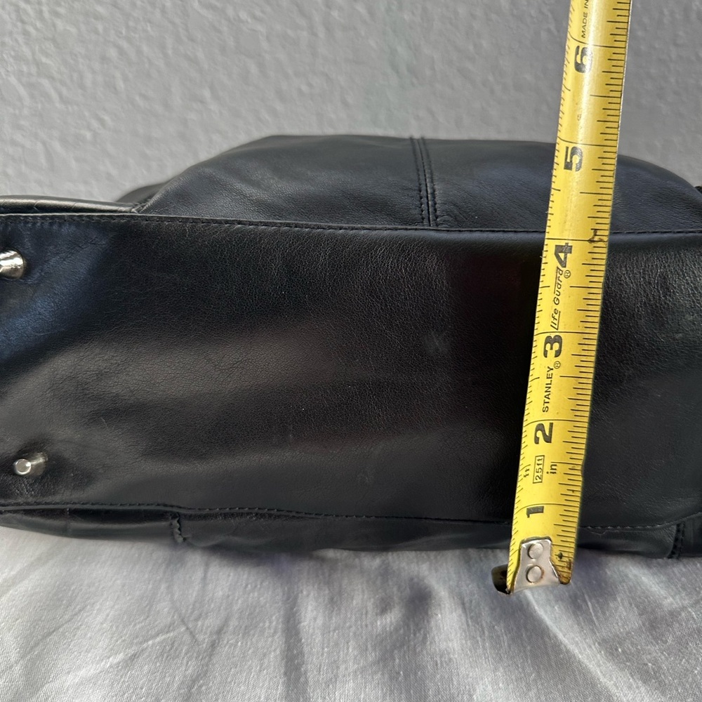 Etienne Aigner Black Leather Tote Bag | Croc Embossed Trim | Shoulder Bag - Picture 13 of 15